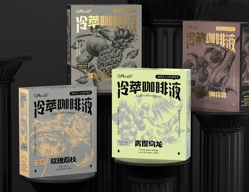 将素描插画用在咖啡包装